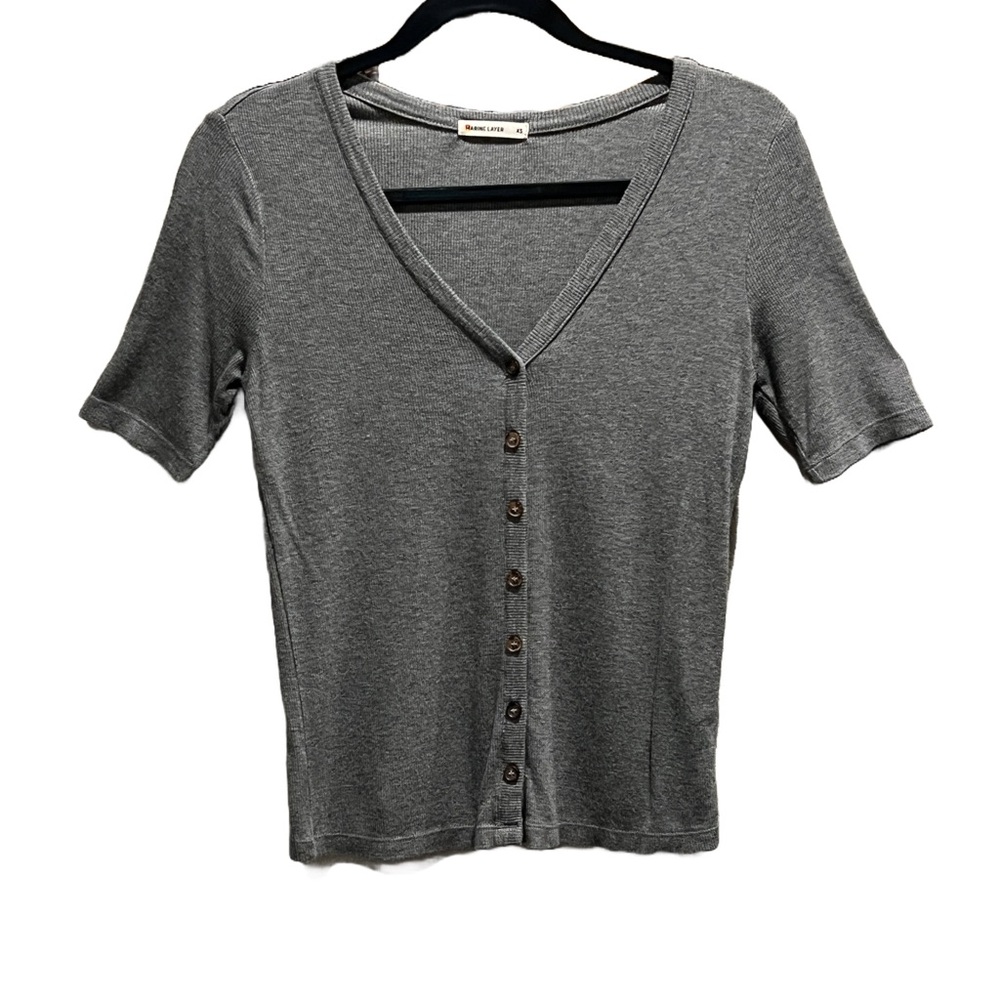 Marine Layer Gray Fitted Button Down Shirt